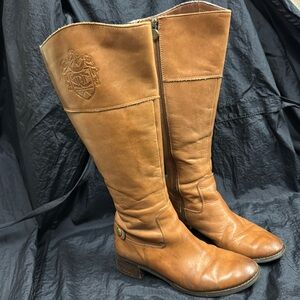 Etienne Aigner Wide Shaft leather boots Cognac 7M